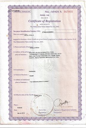 Certifacte of Registration